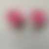 Lot de 2 fleurs en tissu  pistils sur tige rose 40mm