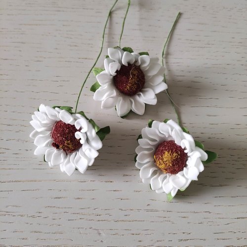 Lot de 3 fleurs artificielles marguerite blanche