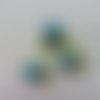 Lot de 3 roses et feuilles en tissu bleu turquoise   sur tige