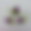 Lot de 3 roses et feuilles en tissu violet sur tige