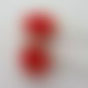Lot de 2 fleurs en tissu  sur tige 30mm rouge