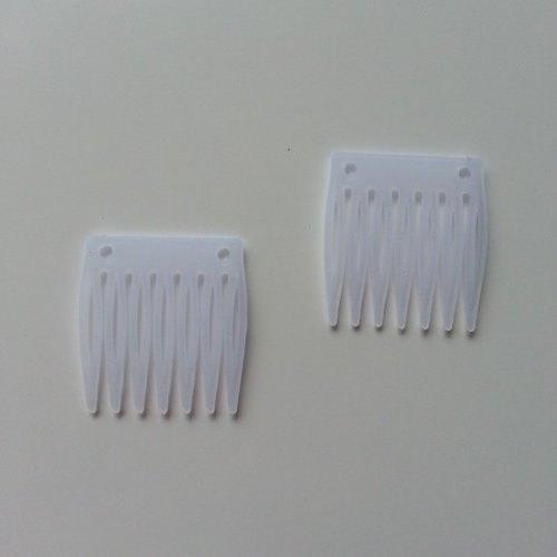 Peignes à chignon en plastique  transparent 35*33mm lot de 2