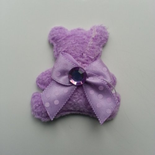 Applique double oursons tissu matelassé mauve 45*45mm