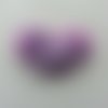 Applique double coeur et noeud  tissu matelassé mauve 60*50mm