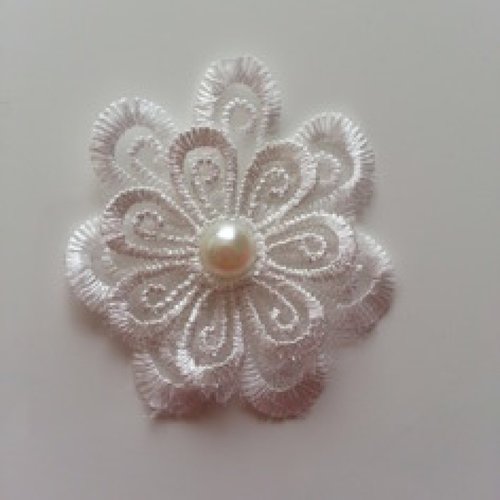 Double fleur en dentelle de 50mm blanc
