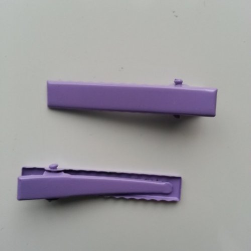 Lot de 2 barrettes crocodile en métal 45mm mauve
