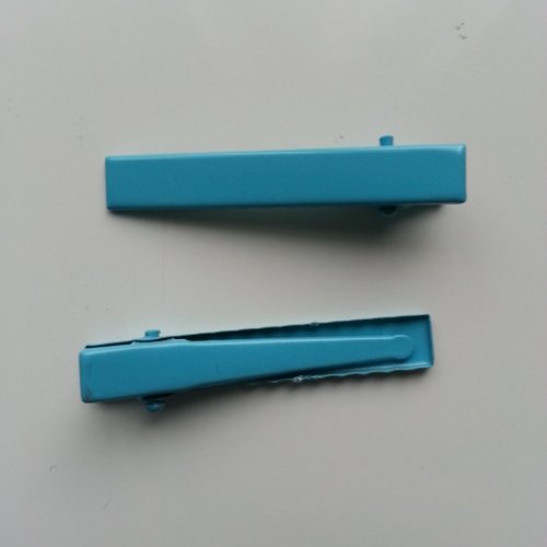Lot de 2 barrettes crocodile en métal 45mm bleu