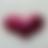 Applique coeur pailleté 60*45mm rose fuchsia