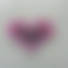 Ecusson pacth à coudre  coeur pailleté rose et mauve 40*40mm