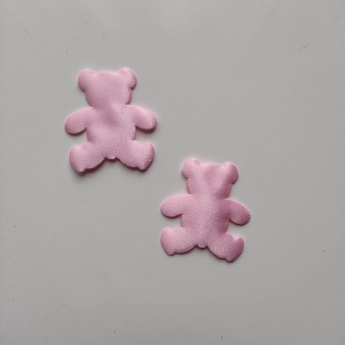 Lot de 2 oursons  satin 30*35mm rose