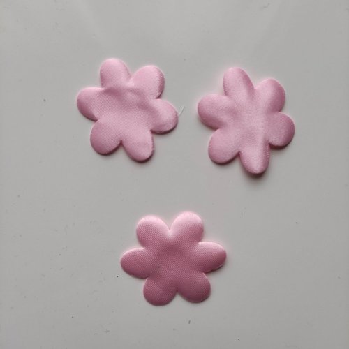 Lot de 3 fleurs satin 33mm rose