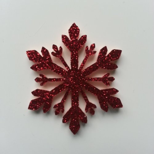 Flocon de neige etoile de noel feutrine  pailleté  40mm rouge