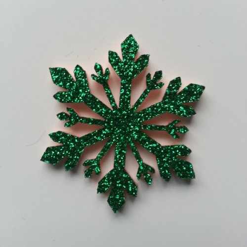 Flocon de neige etoile de noel feutrine  pailleté  40mm vert