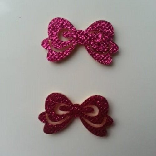 Lot de 2 noeuds pailletés rose fuchsia 22*32mm