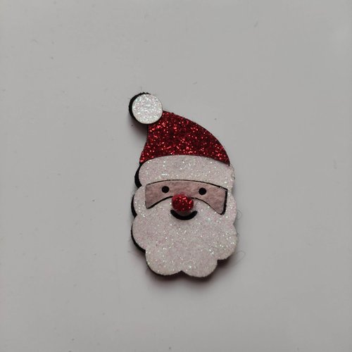 Applique  tete de pere noel  pailleté rouge et blanc  35*45mm