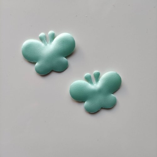 Lot de 2 appliques papillon satin vert pastel 35*25mm