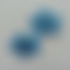 Lot de 2 fleurs en tissu et strass 35mm bleu turquoise