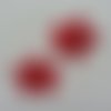 Lot de 2 fleurs en tissu et strass 35mm rouge