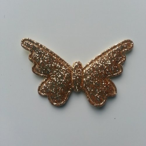 Applique papillon pailleté 40*25mm doré, or