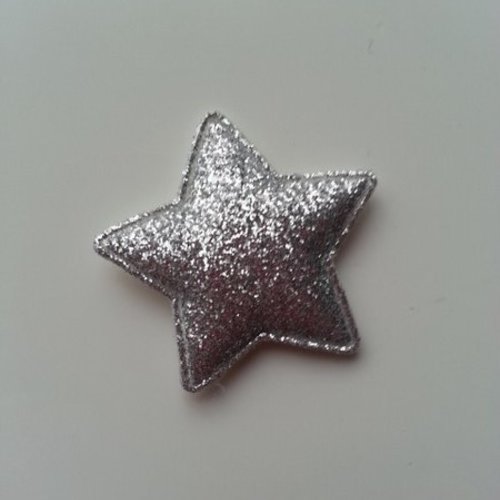 Étoile matelassée pailletée argent 33mm