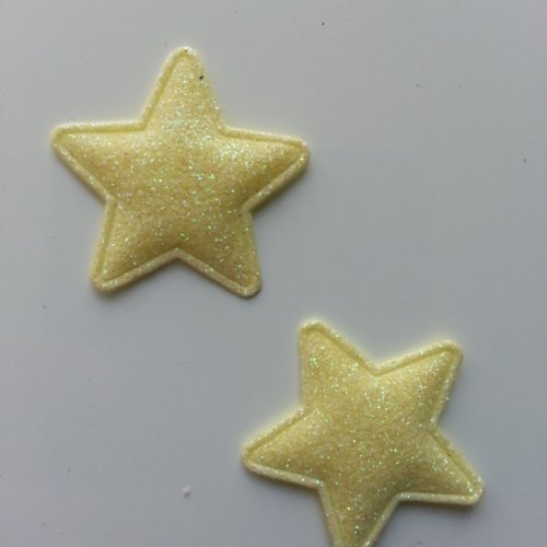 Lot de 2 etoiles  matelassée pailletée jaune 33mm