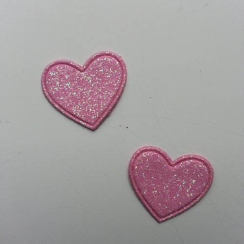 Lot de 2 coeurs en tissu de 20mm rose pale