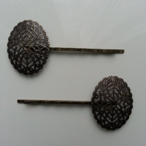 Lot de 2 barrettes ovales en laiton de 65mm