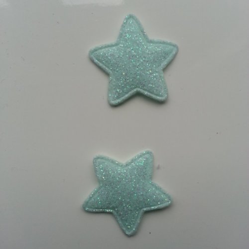 Lot de 2 étoiles en tissu matelassé et pailleté de 25mm vert pastel
