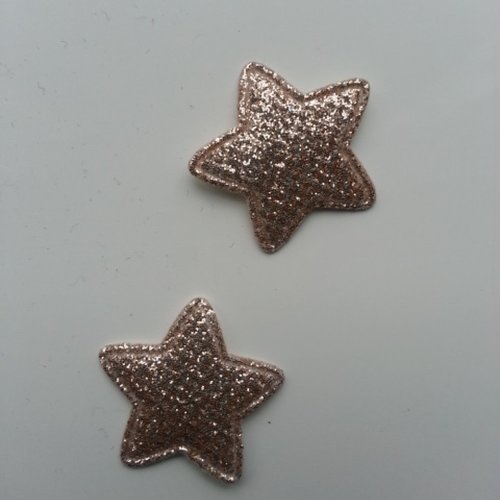 Lot de 2 étoiles en tissu matelassé et pailleté de 25mm doré, or