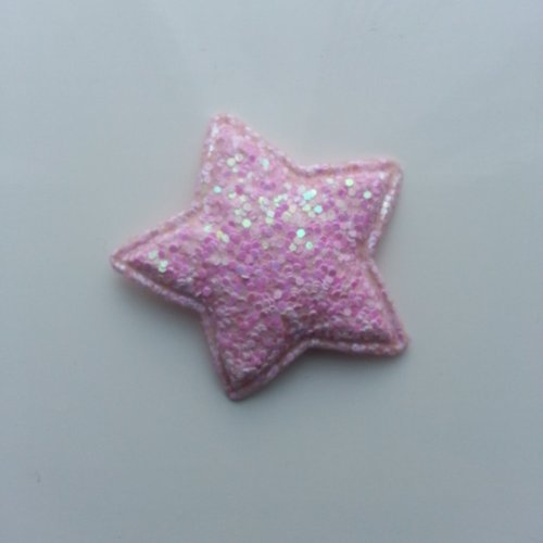 Étoile matelassée pailletée rose 40mm