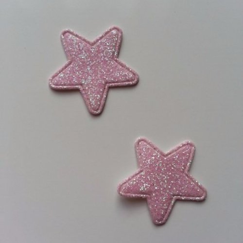 Lot de 2 étoiles en tissu de 20mm rose pâle