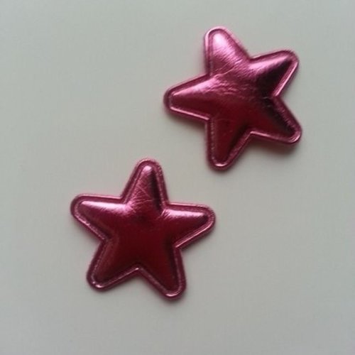 Lot de 2 étoiles en tissu matelassé de 25mm rose fuchsia