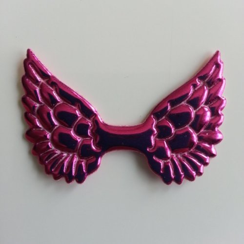 Applique ailes d'ange en tissu brillant 50*30mm rose fuchsia