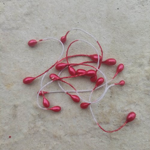 Lot de 10 pistils rouge et blanc  tête de 5mm