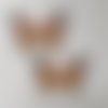 Lot de 2 papillons noir et orange en bois 55*35mm