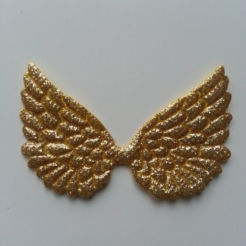 Applique ailes d'ange en tisu pailleté  70*40mm doré, or