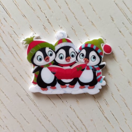 Pingouins noel  46*30mm cabochon plat en résine