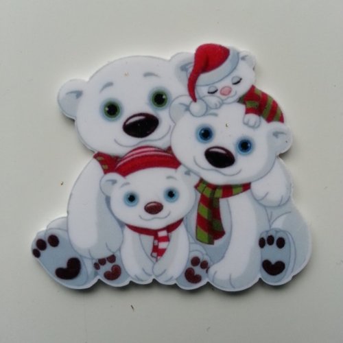 Ours de  noel  45*40mm cabochon plat en résine