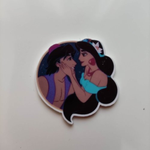 Cabochon en résine  princesse jasmine et aladdin  1001 nuits 30*30mm