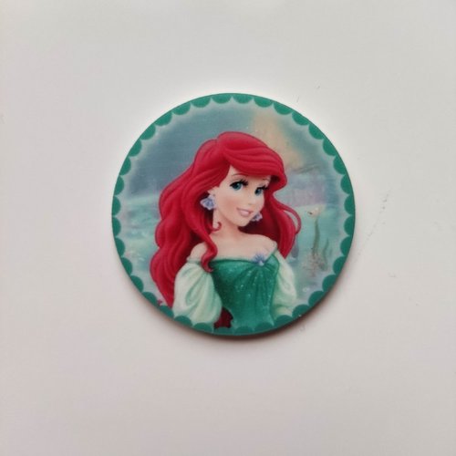 Princesse ariel petite sirene cabochon en resine rond 40mm