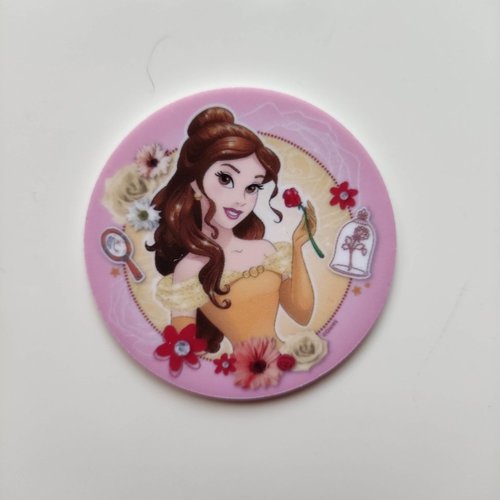 Princesse belle et la bete  cabochon rond en résine plat 45mm