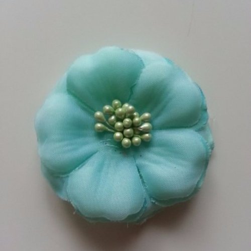 Fleur tissu et pistils verte   60mm