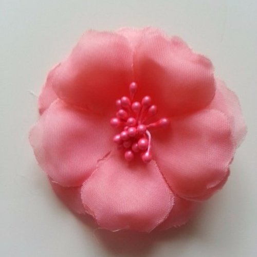 Fleur tissu et pistils saumon   60mm
