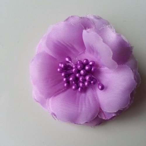 Fleur tissu et pistils mauve   60mm
