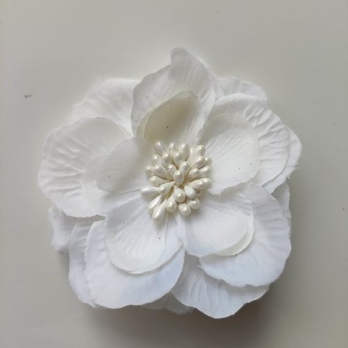 Fleur en tissu et pistils 80mm ivoire