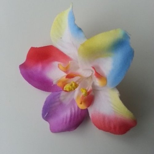 Orchidée artificielle en tissu arc en ciel