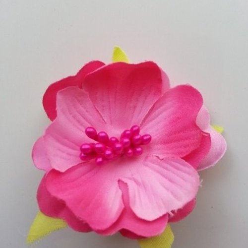 Fleur tissu et pistils rose fuchsia  50mm