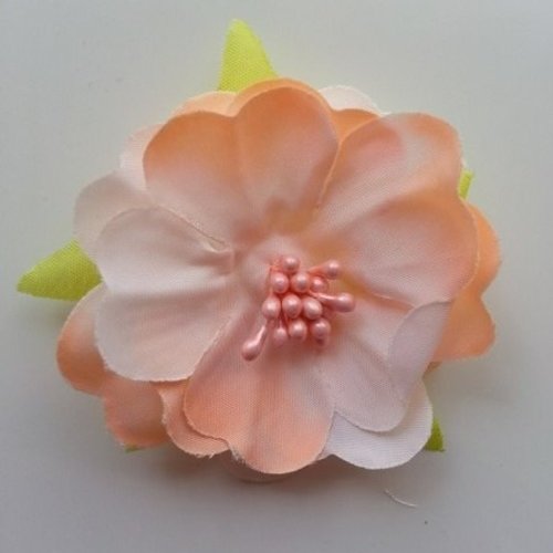 Fleur tissu et pistils pêche 50mm