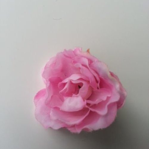 Fleur tissu pivoine rose  40mm