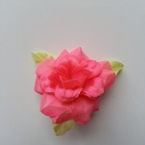 Fleur et feuilles en tissu saumon 40mm